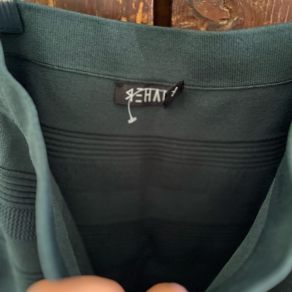 Rehab Ribbed Mini-Skirt Medium Green - Picture 7 of 8